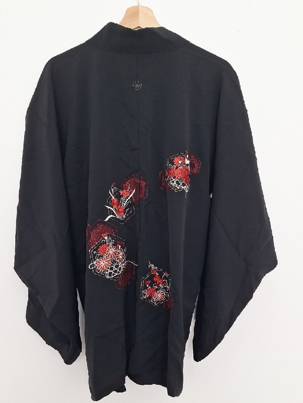 Black Kimono Jacket with Embroidered Detail - Picture 6 of 6